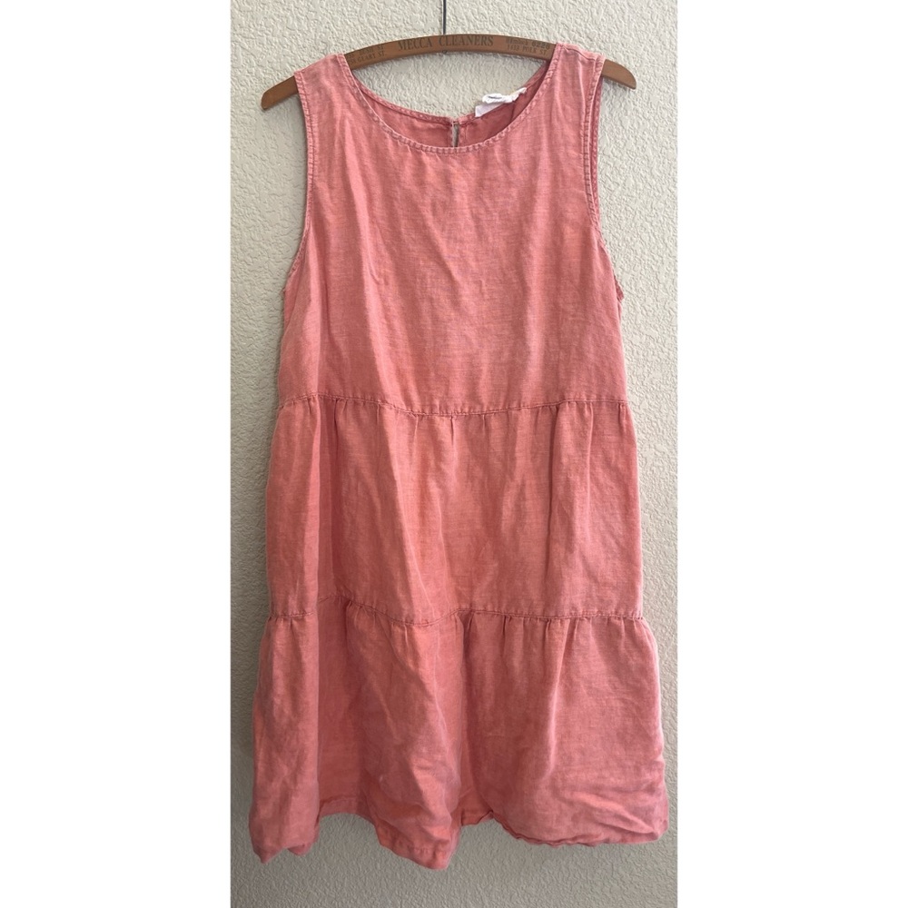 C&C California Coral Pink Tiered Linen Sundress